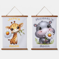 Niedlicher Cartoon Giraffe und Hippo-Kinderzimmer