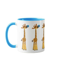 Niedlicher Cartoon Giraffe und Tasse der Blauen Bl