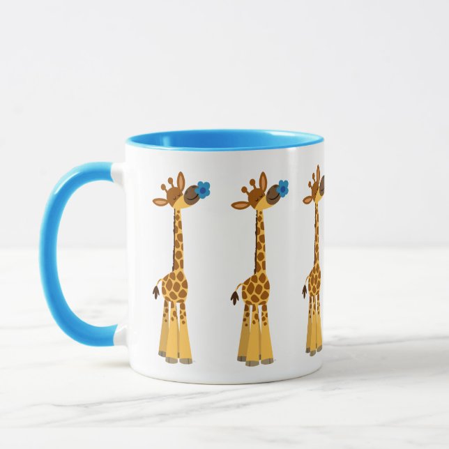 Niedlicher Cartoon Giraffe und Tasse der Blauen Bl (Links)