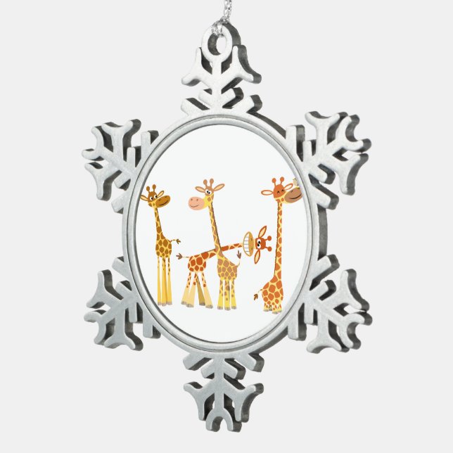 Niedlicher Cartoon Giraffen: Die Herdzinnschmuck Schneeflocken Zinn-Ornament (Rechts)