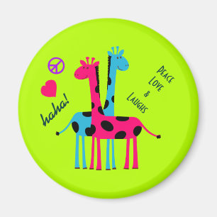 Niedlicher Cartoon Giraffen, Liebe des Friedens un Magnet