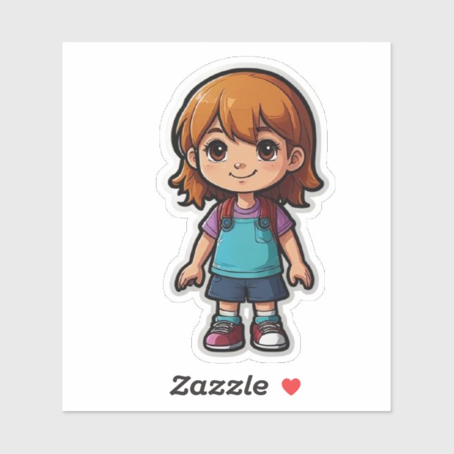 Niedlicher Cartoon Girl Sticker - Ideal für Kinder (Blatt)