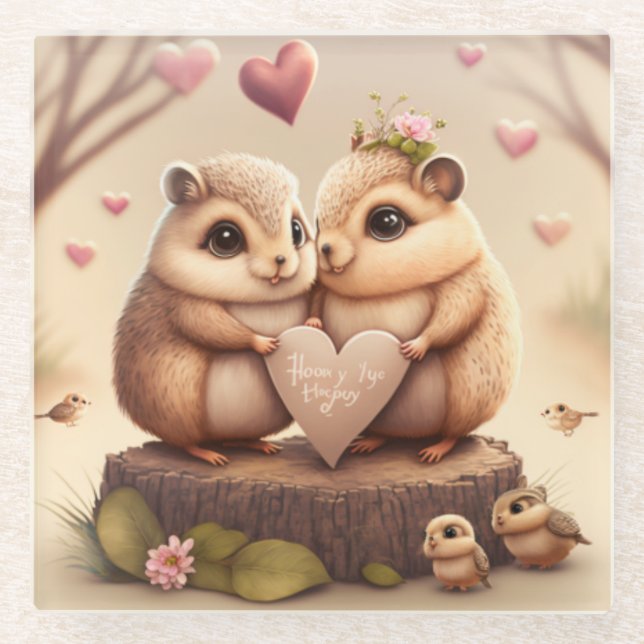 Niedlicher Cartoon Glasuntersetzer (Vorderseite)