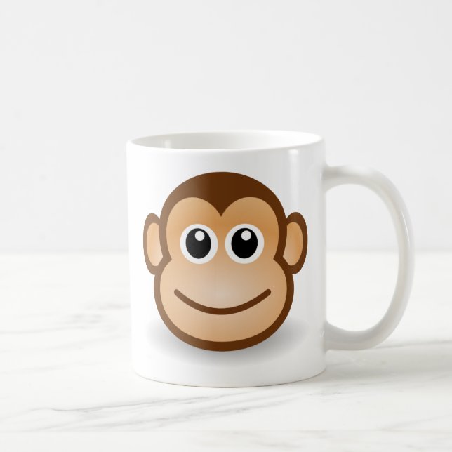 Niedlicher Cartoon-glückliches Affe-Gesicht Kaffeetasse (Rechts)