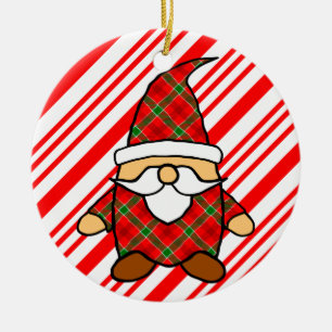 Niedlicher Cartoon Gnome Candy Cane Zeichnend Keramik Ornament