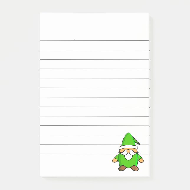 Niedlicher Cartoon Gnome Lined Post-it Klebezettel (Vorderseite)