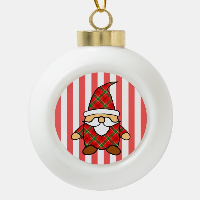 Niedlicher Cartoon Gnome Zeichnend Keramik Kugel-Ornament (Vorderseite)