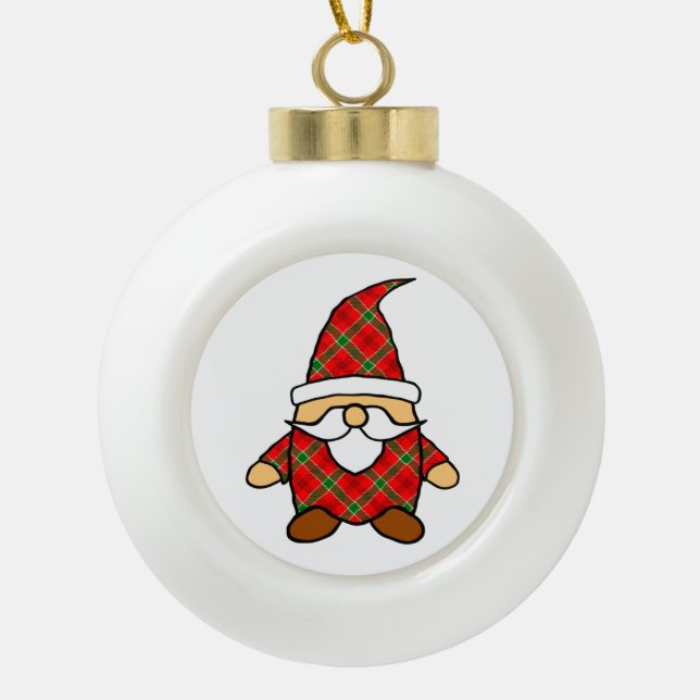 Niedlicher Cartoon Gnome Zeichnend Keramik Kugel-Ornament (Vorderseite)