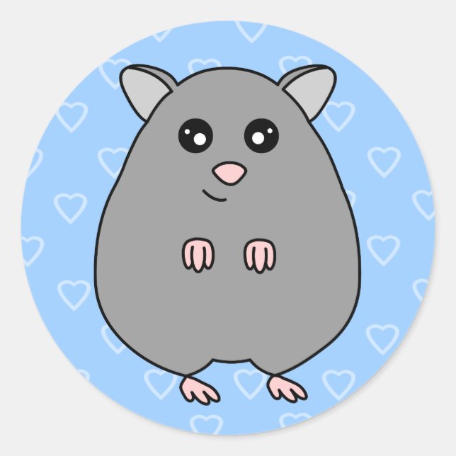 Niedlicher Cartoon Grau Hamster Stickers (Vorderseite)