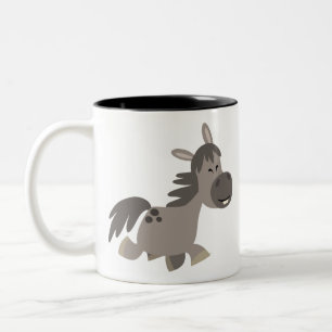 Niedlicher Cartoon Gray Pony Zweifarbige Tasse