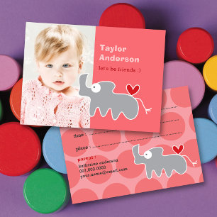 Niedlicher Cartoon Gray Rhinoceros Foto Kinderspie Telefonnummerkarte