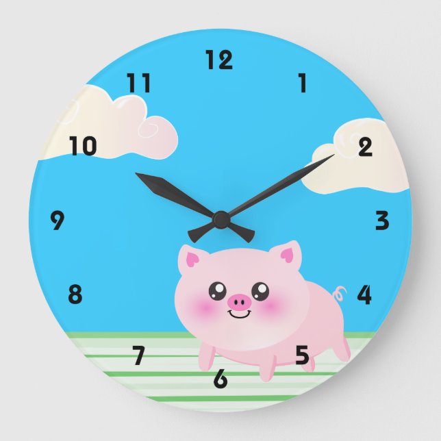 Niedlicher Cartoon Große Wanduhr (Vorderseite)