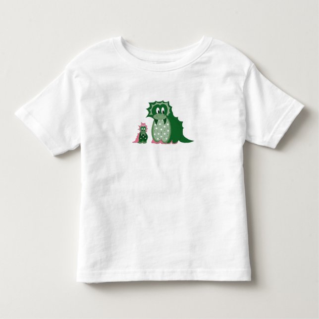 Niedlicher Cartoon Grüne Drachen Kleinkind T-shirt (Vorderseite)