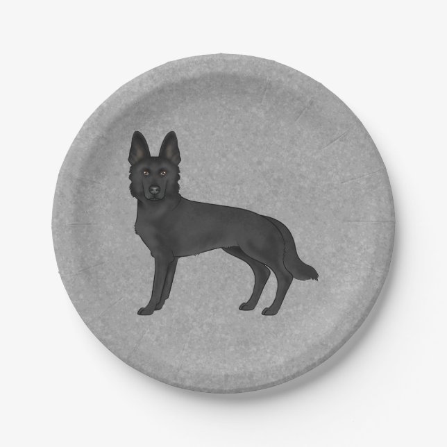 Niedlicher Cartoon GSD Dog Gray Pappteller (Vorderseite)