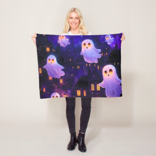 Niedlicher Cartoon Halloween Mitternachtsflieger Fleecedecke