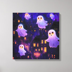 Niedlicher Cartoon Halloween Mitternachtsflieger Leinwanddruck