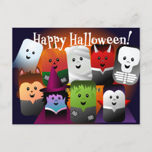 Niedlicher Cartoon Halloween-Monster Postkarte