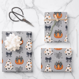 Niedlicher Cartoon Halloween-Muster Geschenkpapier Set