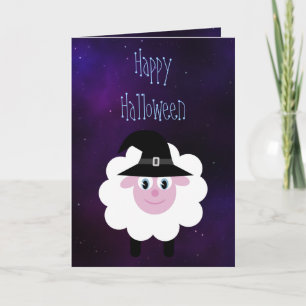 Niedlicher Cartoon Halloween Sheep Blue Staright Karte