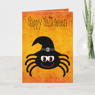 Niedlicher Cartoon Halloween Spider Orange Karte
