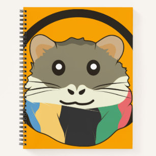 Niedlicher Cartoon Hamster mit einem farbigen Scha Notizbuch