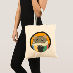 Niedlicher Cartoon Hamster mit einem farbigen Scha Tragetasche