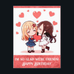 Niedlicher Cartoon Happy Birthday Friend Herzen Postkarte<br><div class="desc">Wünschen Sie einem Freund einen sehr glücklichen Geburtstag mit dieser niedlichen Cartoon Freundschaft Postkarte! Erstellen Sie auf Wunsch Ihre eigene,  benutzerdefinierte Nachricht auf der Karte.</div>