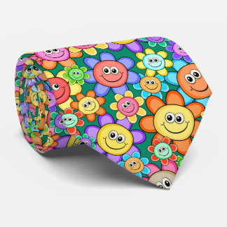 Niedlicher Cartoon Happy Blume Blumenmuster Krawatte