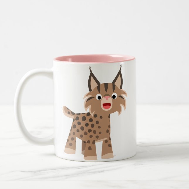 Niedlicher Cartoon Happy Lynx Tasse (Links)