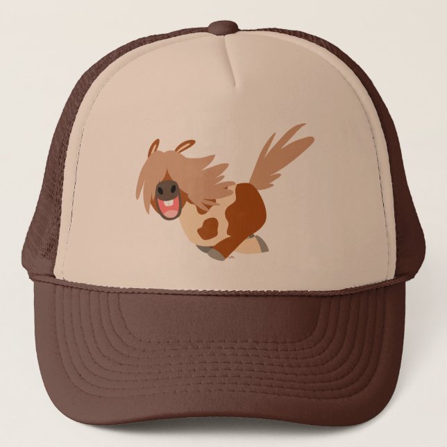 Niedlicher Cartoon Happy Pinto Pony Trucker Hat Truckerkappe (Vorderseite)
