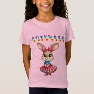 Niedlicher Cartoon-Hase in farbenfrohem Kleid T-Shirt
