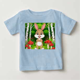 Niedlicher Cartoon-Hase steht in einem üppigen Wal Baby T-shirt