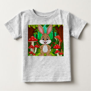 Niedlicher Cartoon-Hase steht in einem üppigen Wal Baby T-shirt