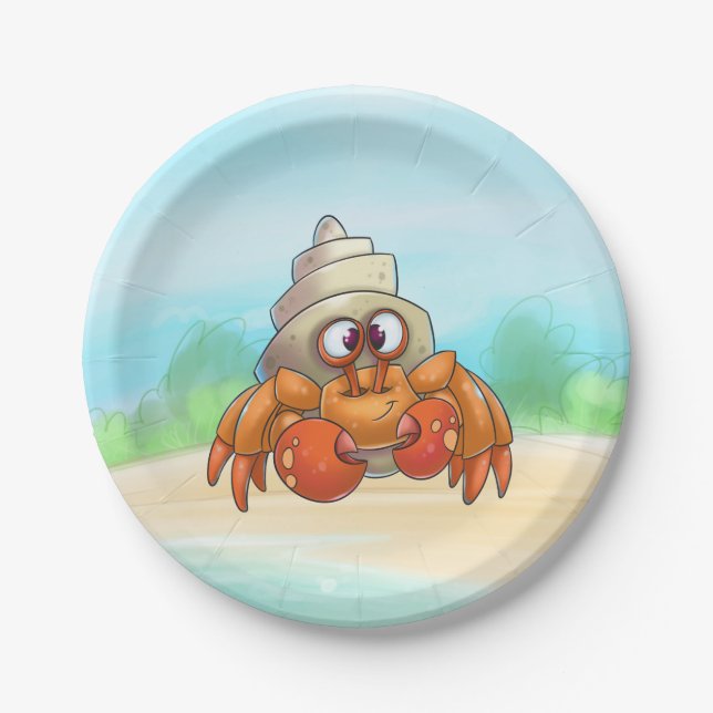 Niedlicher Cartoon Hermit Crab Plate Pappteller (Vorderseite)