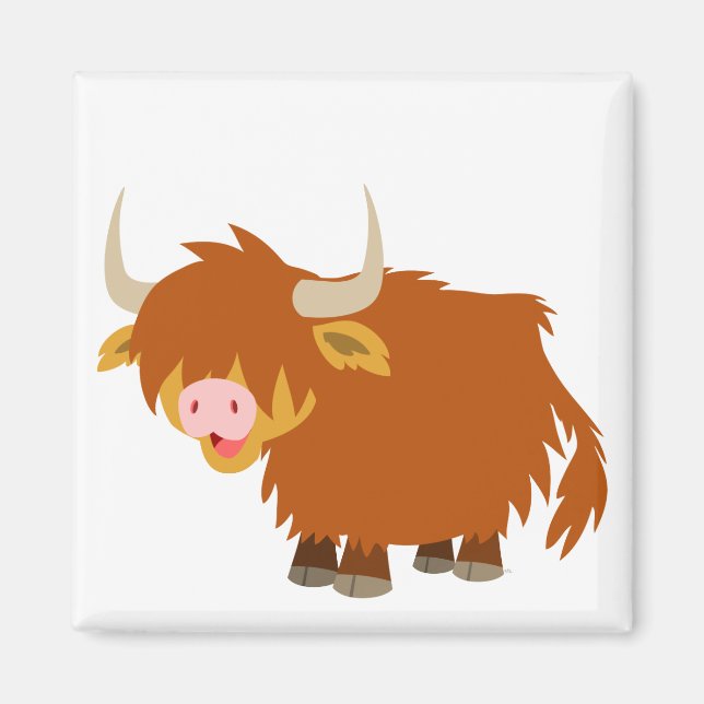 Niedlicher Cartoon Highland Cow Magnet (Vorne)