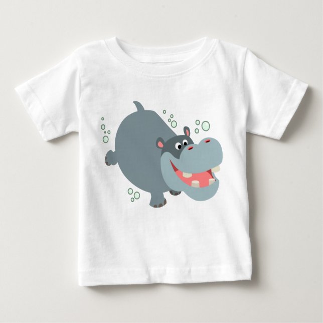 Niedlicher Cartoon Hippo Baby T - Shirt (Vorderseite)