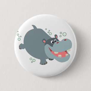 Niedlicher Cartoon Hippo Button Abzeichen