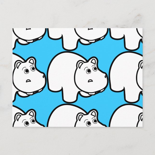 Niedlicher Cartoon Hippo Postkarte (Vorderseite)