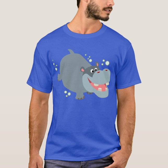 Niedlicher Cartoon Hippo T - Shirt (Vorderseite)