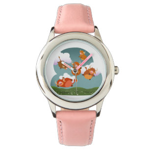 Niedlicher Cartoon Hochlandkühe beobachten Armbanduhr