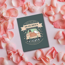 Niedlicher Cartoon Hochzeit speichern Sie das Datu Postkarte