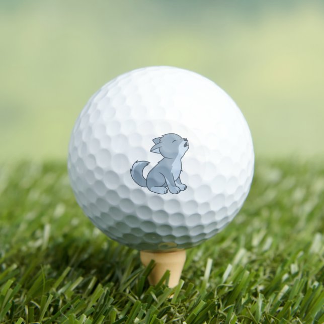 Niedlicher Cartoon Howling Wolf Pup Golfball (Insitu T-Shirt)