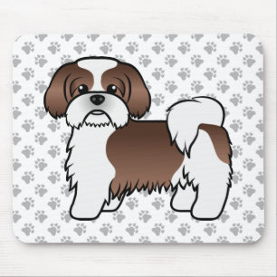 Niedlicher Cartoon-Hund aus Leber und Weißschih Tz Mousepad