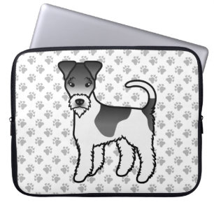 Niedlicher Cartoon-Hund aus schwarzem und weißem D Laptopschutzhülle