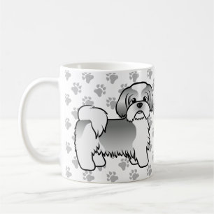 Niedlicher Cartoon-Hund aus Silber und Weiß-Shih T Kaffeetasse