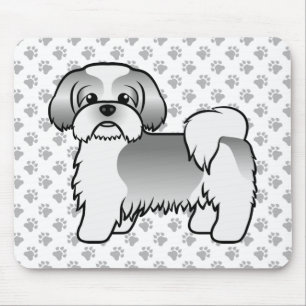 Niedlicher Cartoon-Hund aus Silber und Weiß-Shih T Mousepad