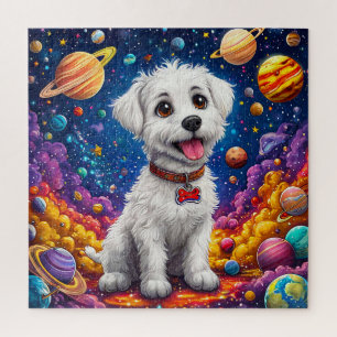 Niedlicher Cartoon-Hund im Raum Puzzle