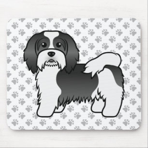 Niedlicher Cartoon-Hund in Schwarz-Weiß Mousepad