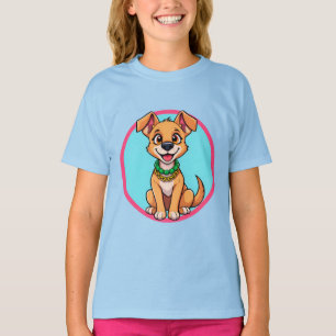 Niedlicher Cartoon-Hund lächelt fröhlich T-Shirt