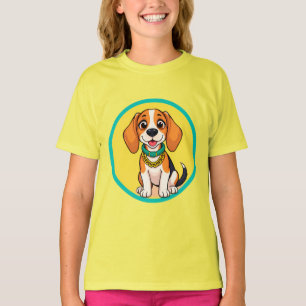 Niedlicher Cartoon-Hund lächelt fröhlich T-Shirt
